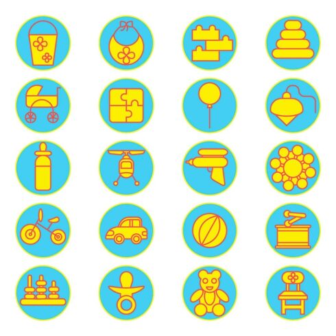 20 rounded babies icons set, main picture.