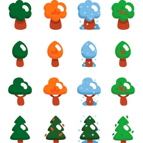 20 tree seasons icons, main picture.