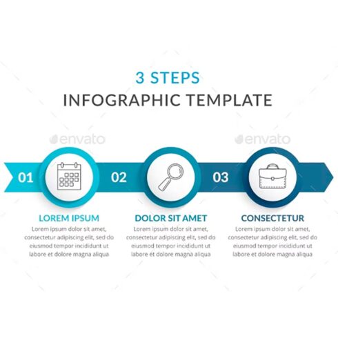 3 steps infographic template, main picture.