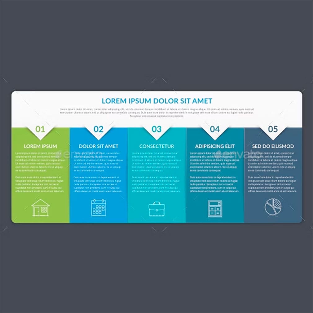 5 steps infographic template, main picture.