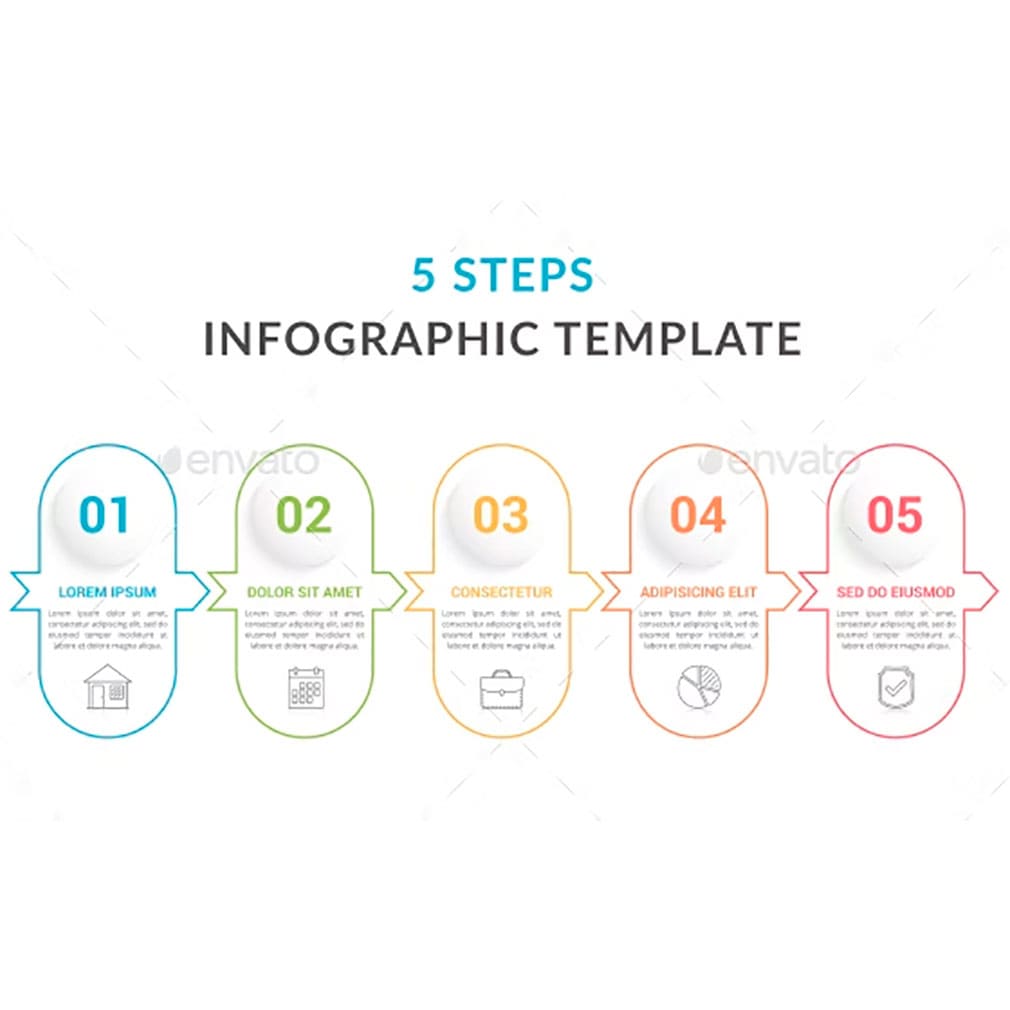 5 steps infographic template, main picture.