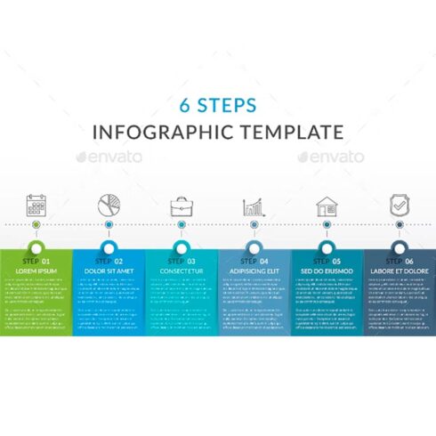 6 steps infographic template, main picture.