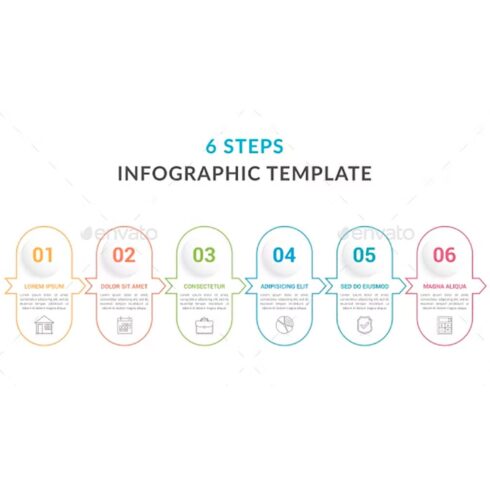 6 steps infographic template, main picture.