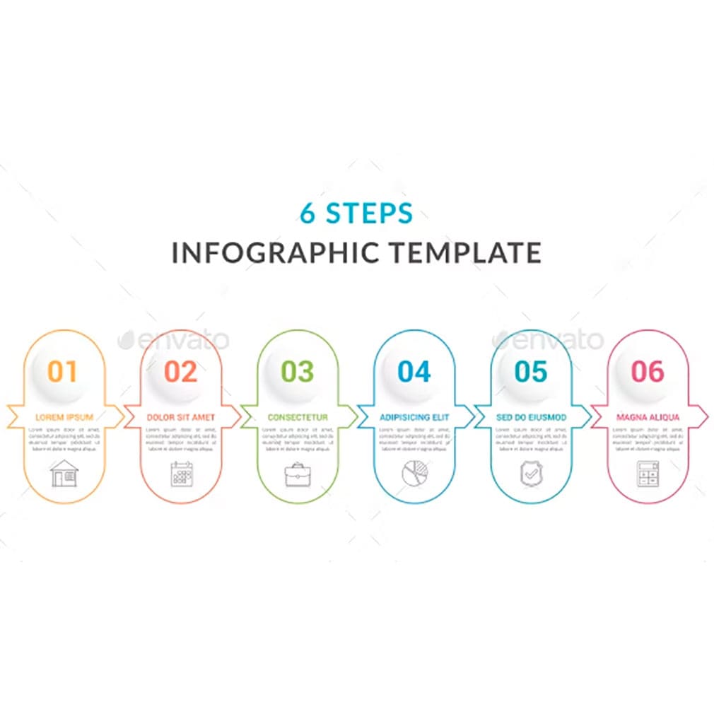 6 steps infographic template, main picture.