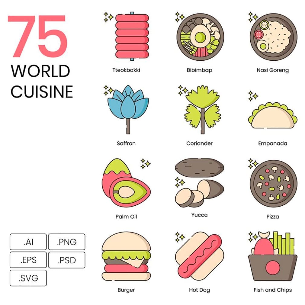 75 world cuisine icons hazel, main picture.