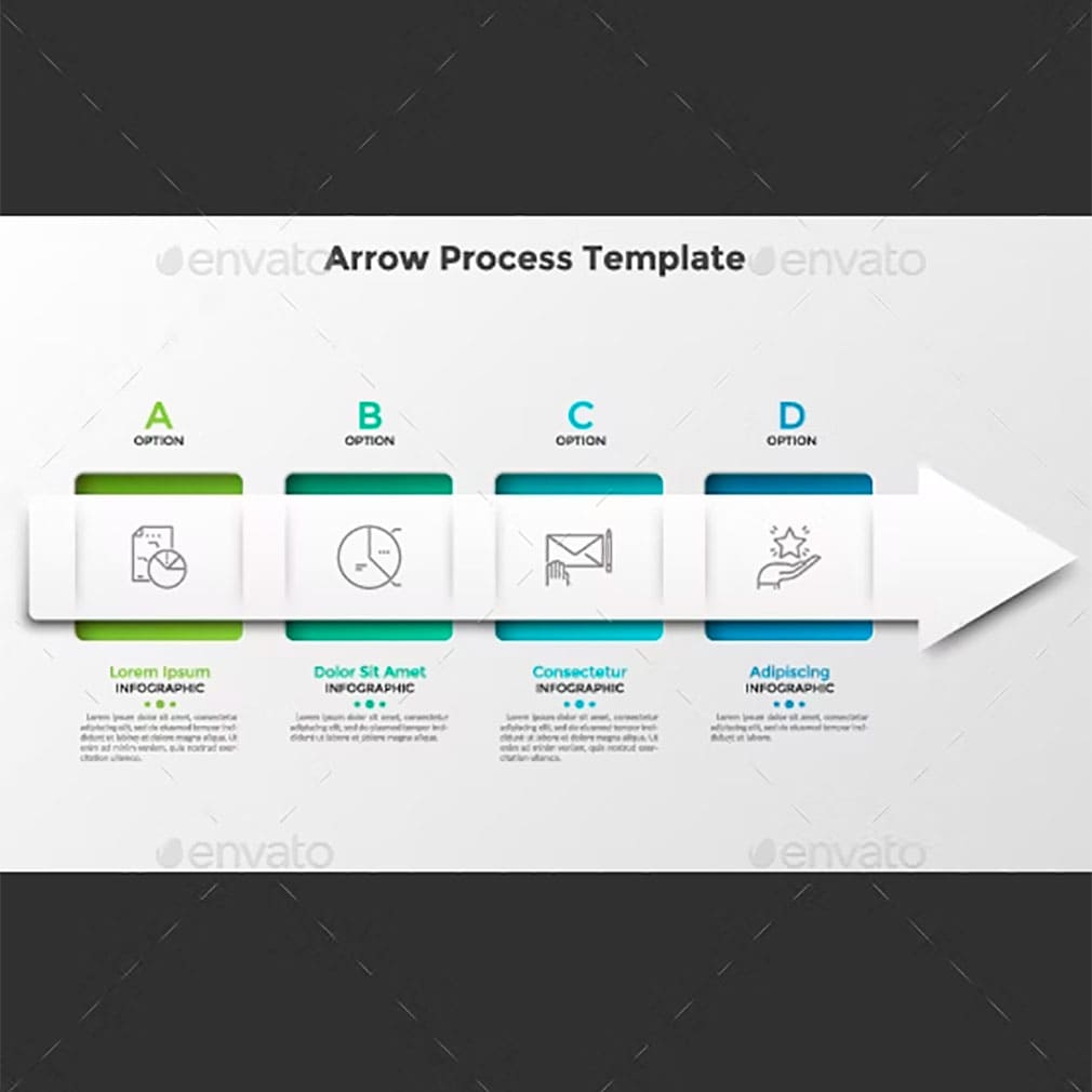 Arrow process infographic template, main picture.