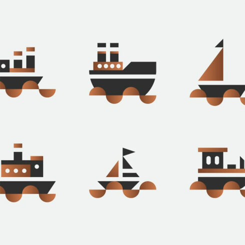 Boats vector drawing, main picture.