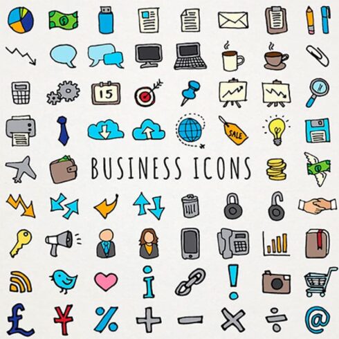 Business computing icons, main picture.