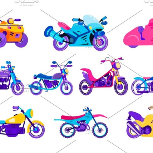 Cartoon motorcycle vector, main picture.