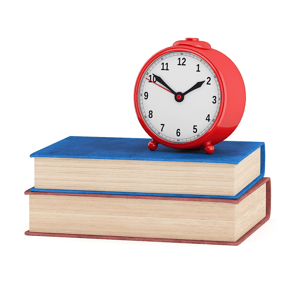 Clock and two books, main picture.