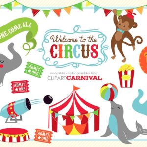 Cute Baby Circus Animals Clipart – MasterBundles