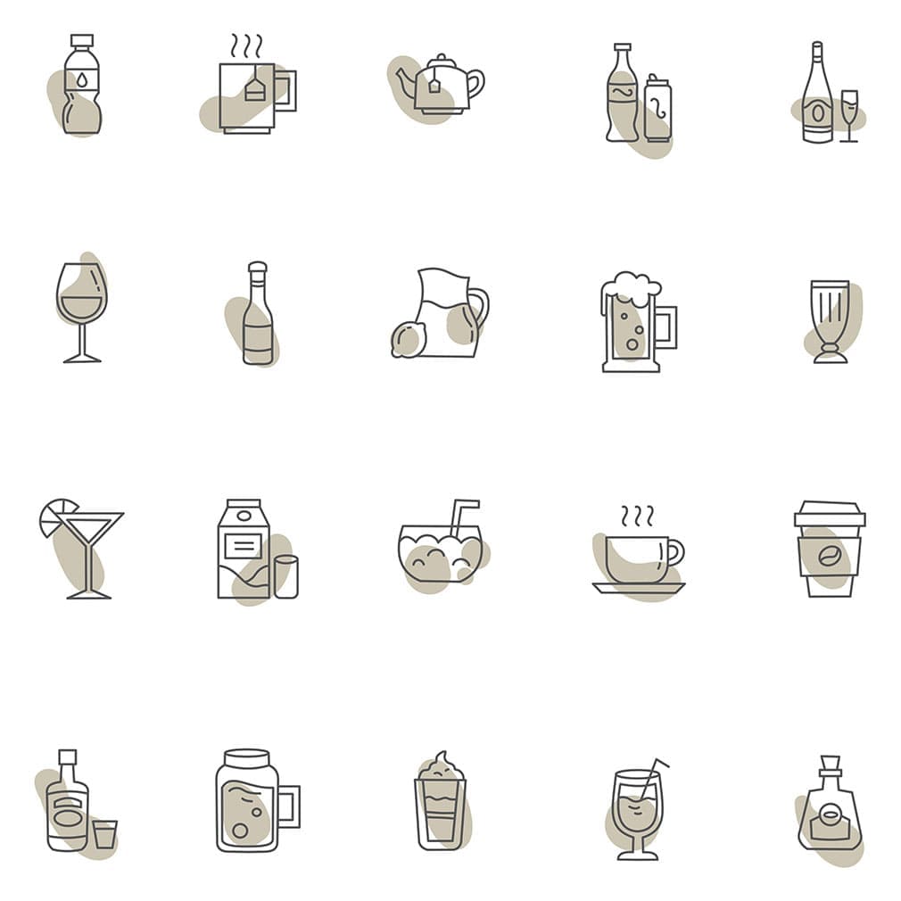 Drinking icons set, main picture.