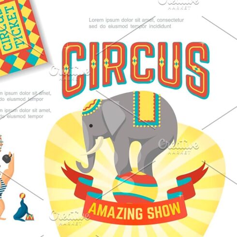 Flat circus show concept, main picture.