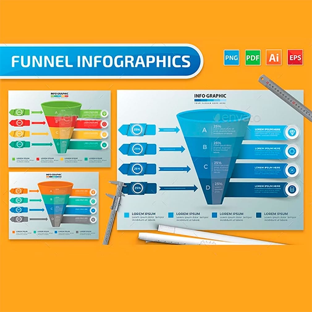 Funnel infographic design, main picture.