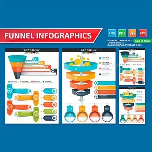 Funnel infographic set, main picture.
