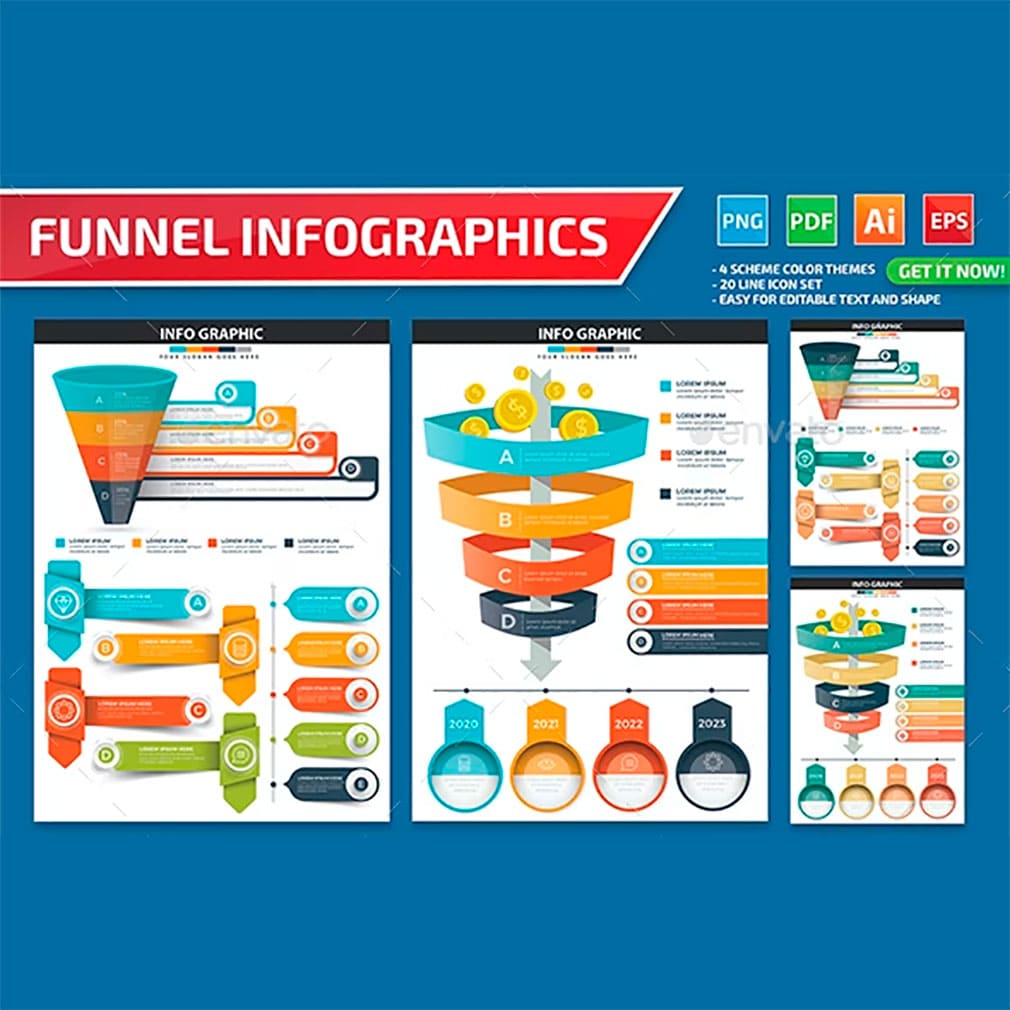 Funnel infographic set, main picture.