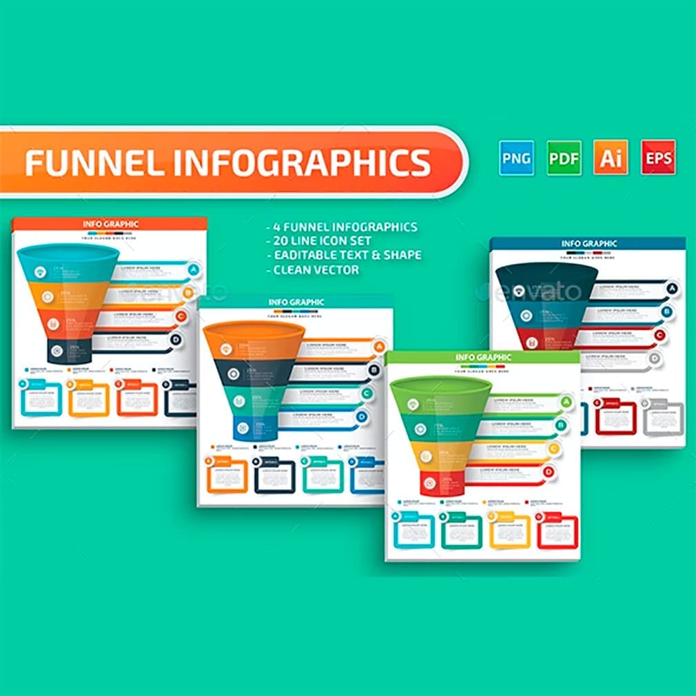 Funnel infographics design, main picture.