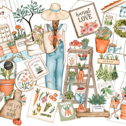 Gardening clipart, main picture.