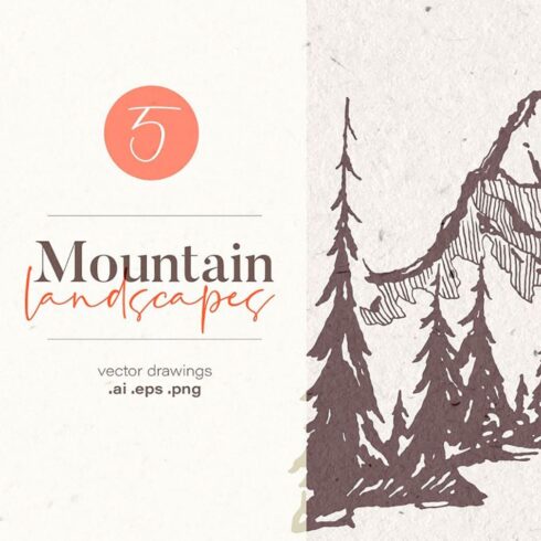 Hand drawn mountain landscapes, main picture.