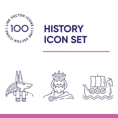 History line icon set, main picture.