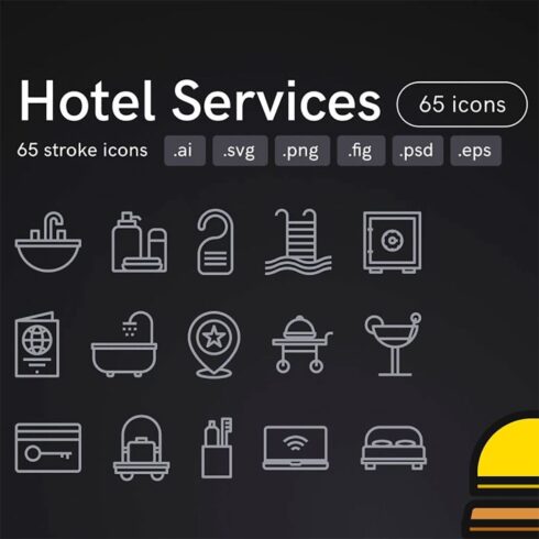 Hotel services icons, main picture.