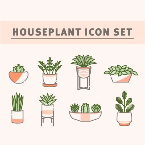 Houseplant icon set, main picture.