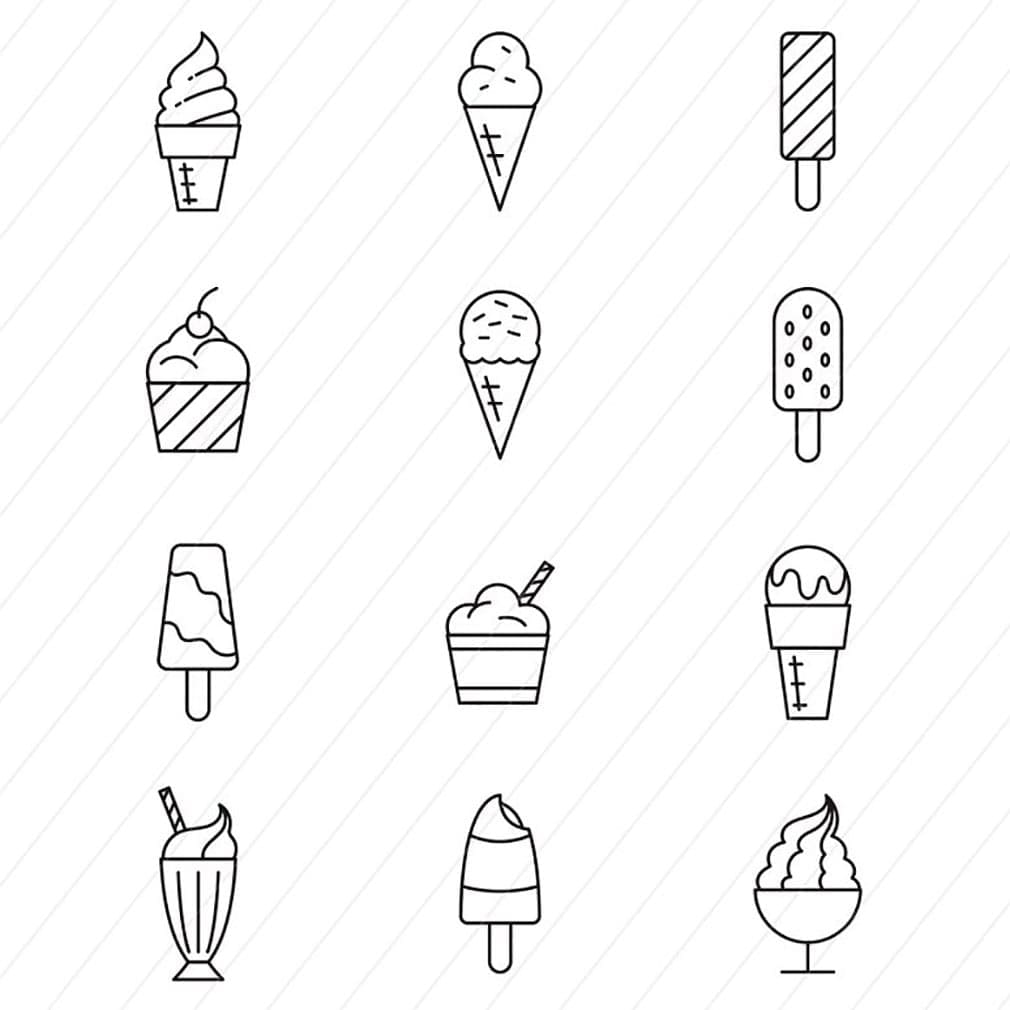 Ice cream icons, main picture.
