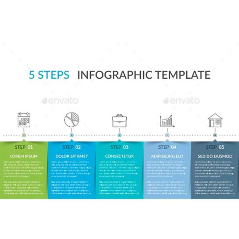 Infographic template with 5 elements, main picture.