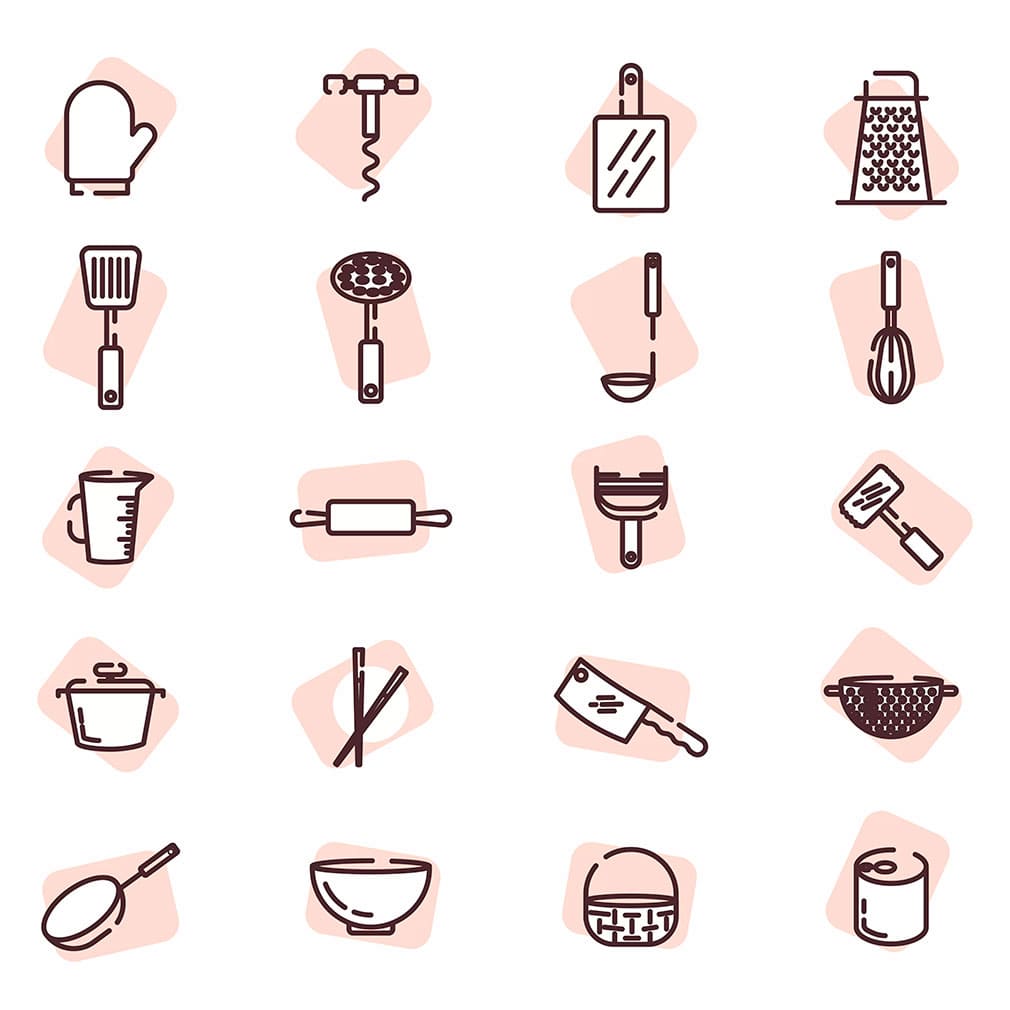 Kitchen icons set, main picture.