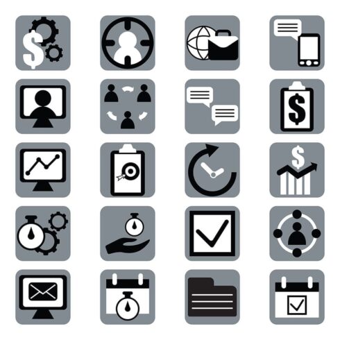 Management icons set, main picture.