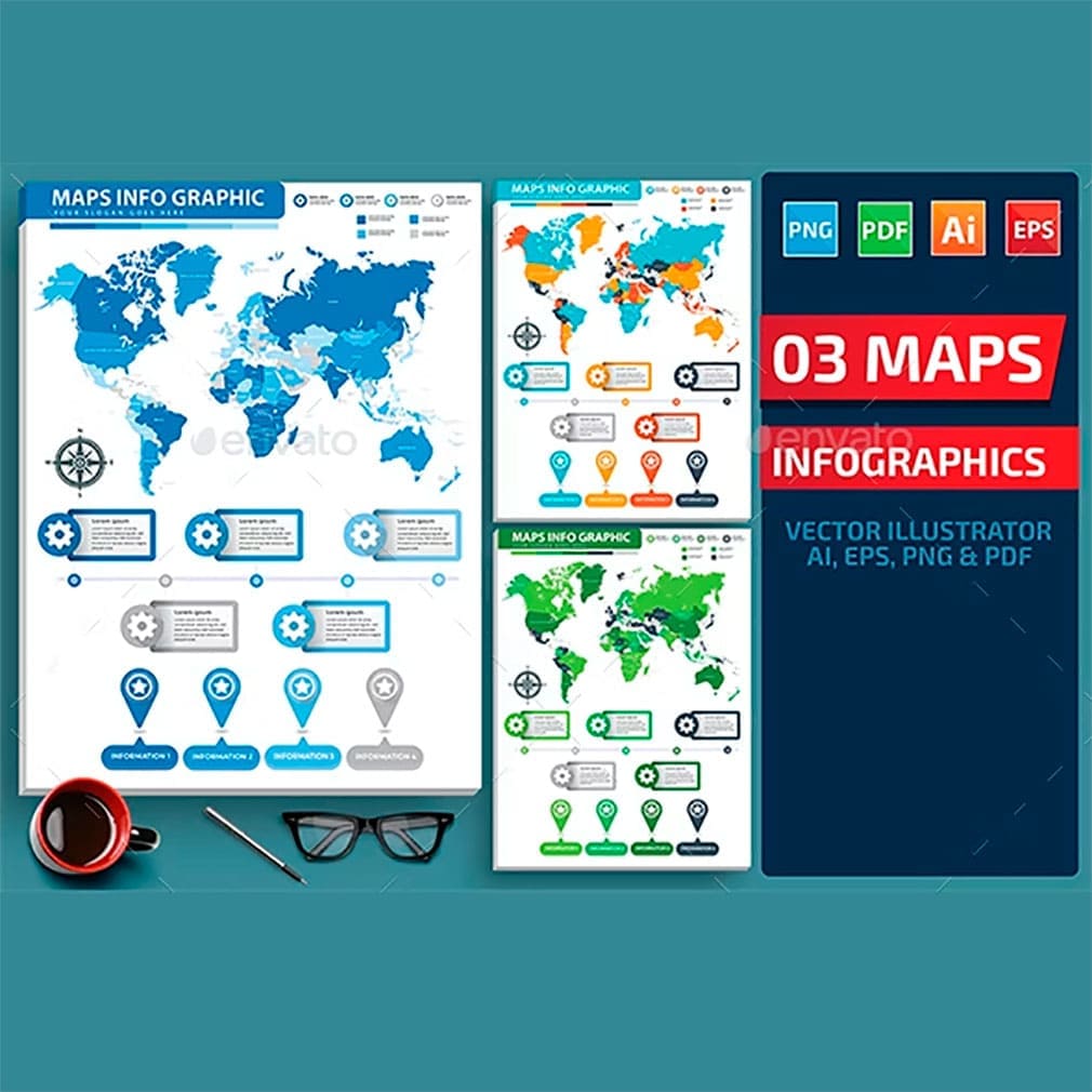 Maps infographics design, main picture.