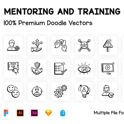 Mentoring and training vector icons, main picture.