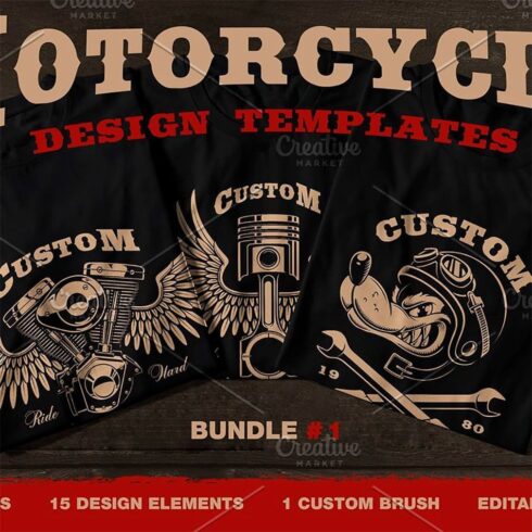 Motorcycle vector design set 1, main picture.