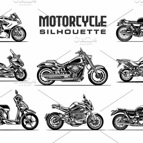 Motorcyle silhouette vector, main picture.