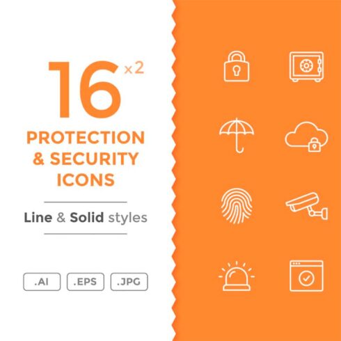 Protection and security icons, main picture.