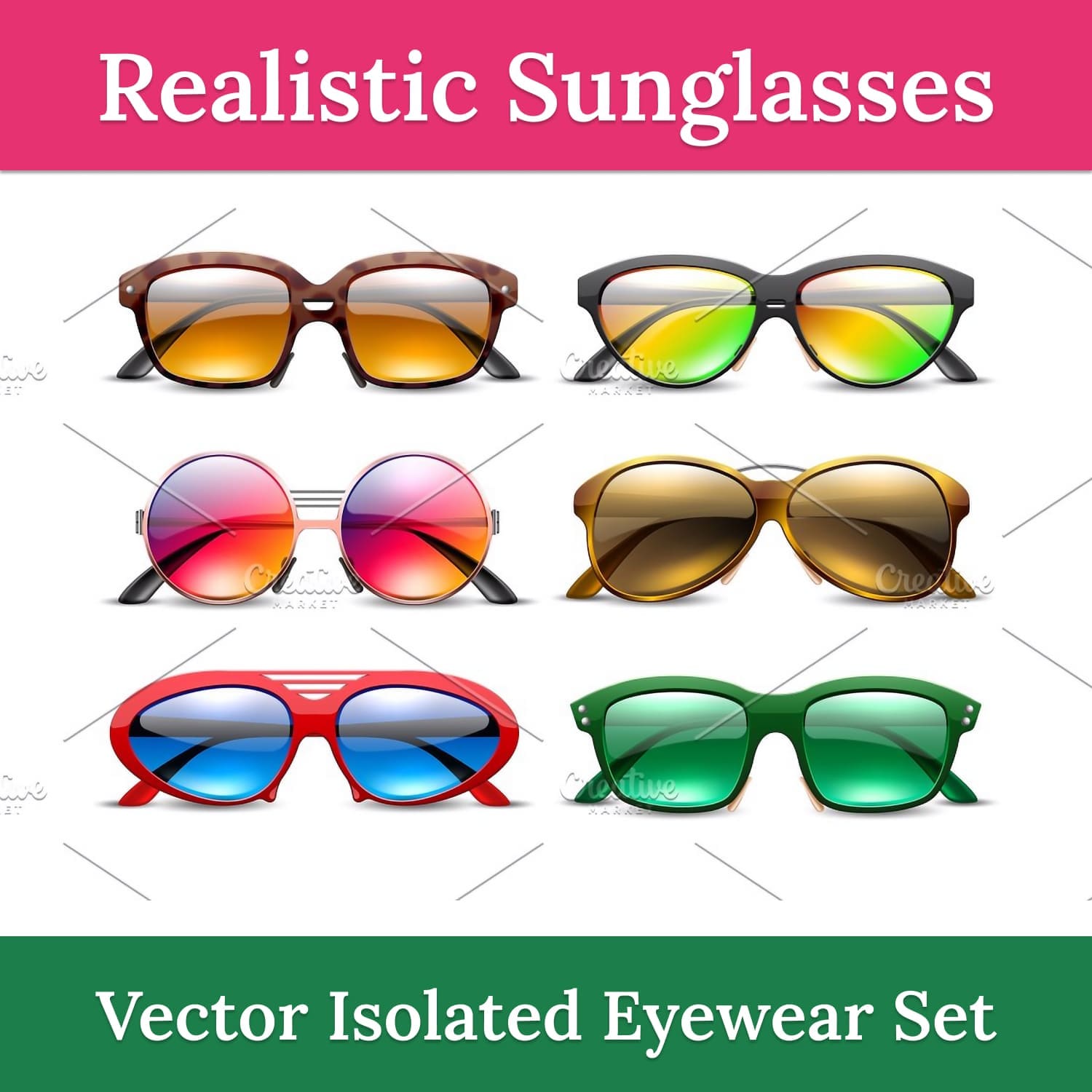Realistic sunglasses. tinted eyewear, main picture.