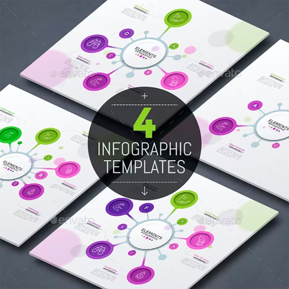 Set of 4 infographic choice templates, main picture.