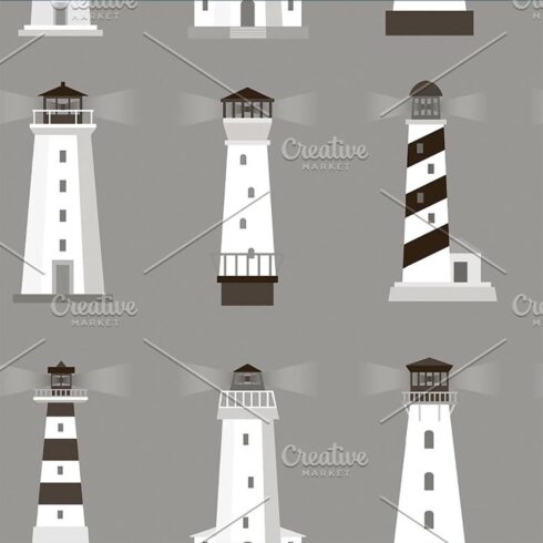 Set of lighthouses pattern, main picture.