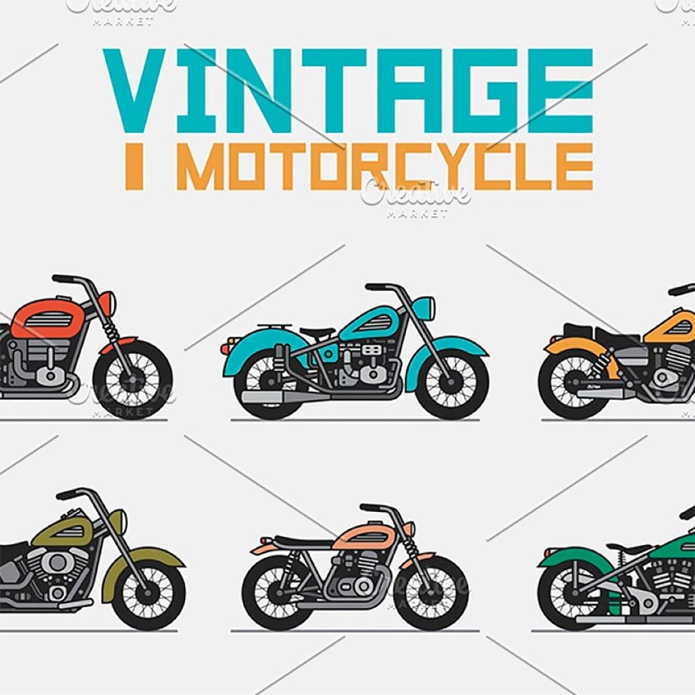 Set vintage motorcycle, main picture.