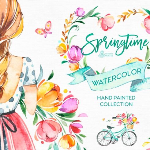 Springtime. watercolor collection, main picture.