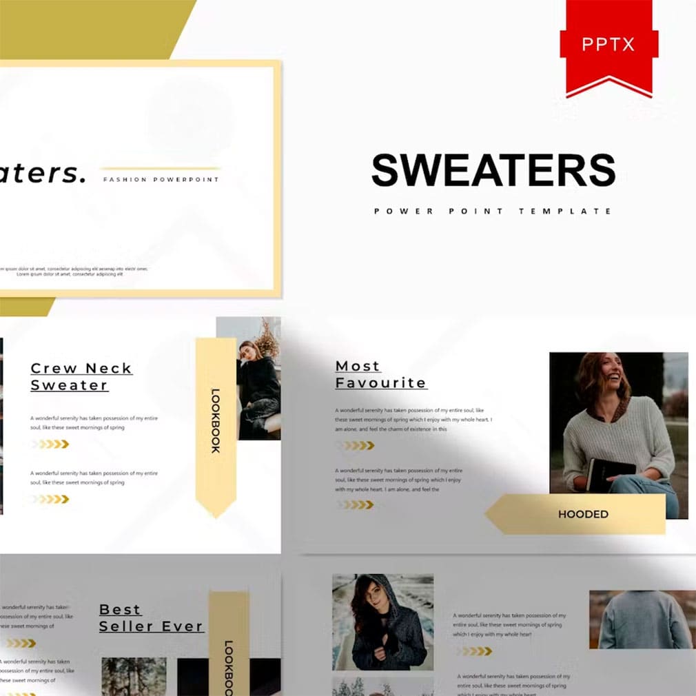 Sweaters powerpoint template, main picture.