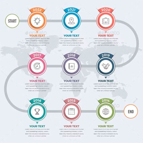 Timeline infographics, main picture.