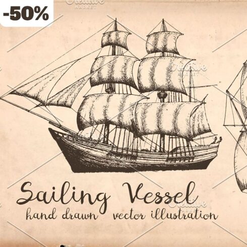 Vintage sailing vessel, main picture.