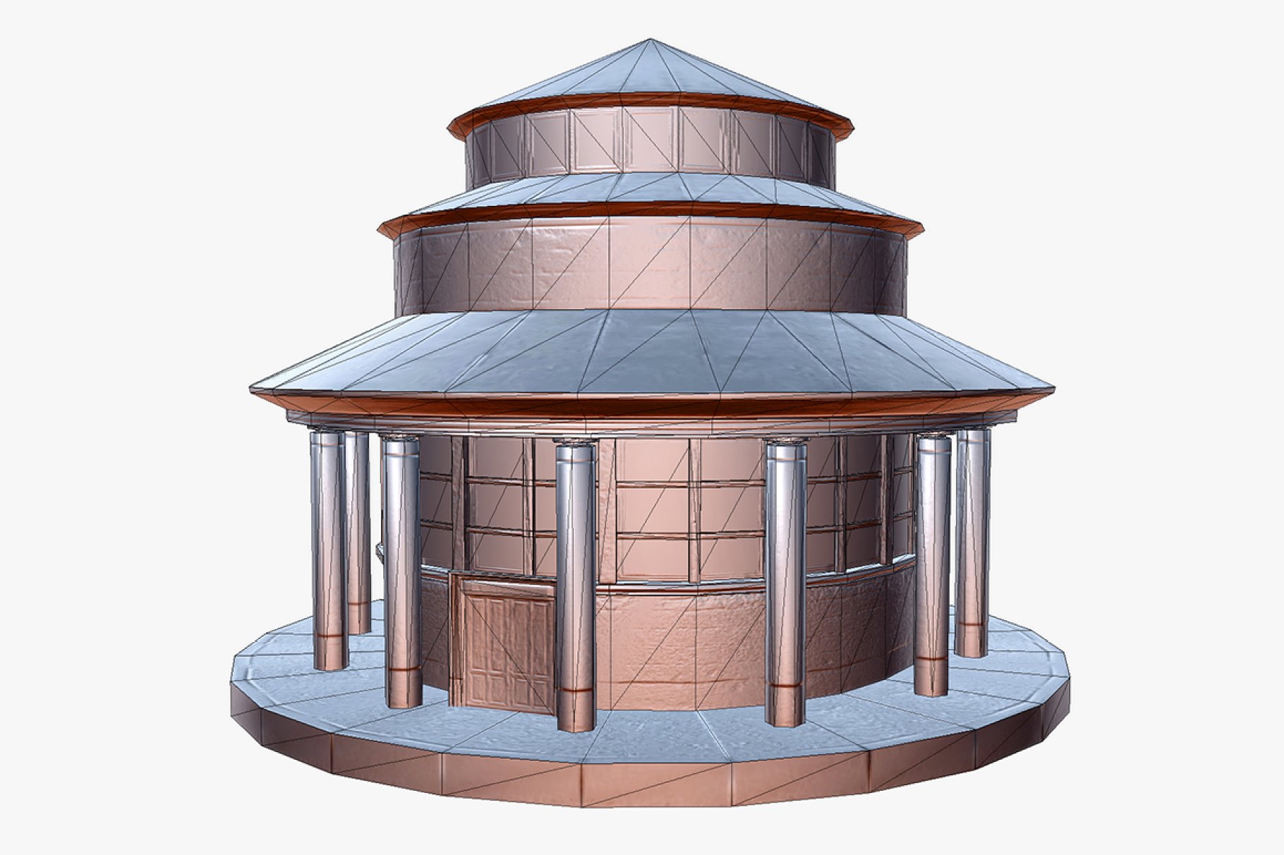 Image of polygons of a round house.