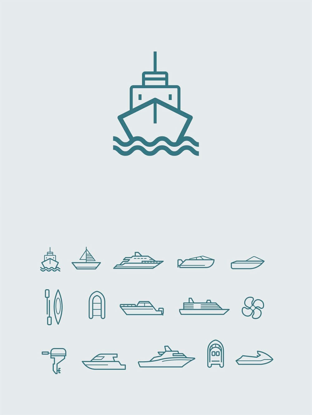 15 boat icons, picture for pinterest.