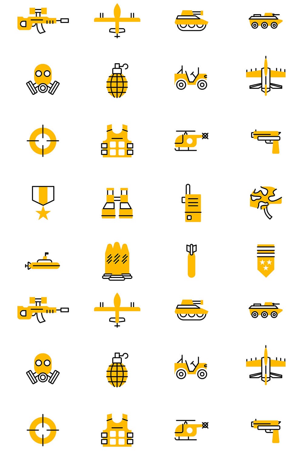 20 army military icons set, picture for pinterest.