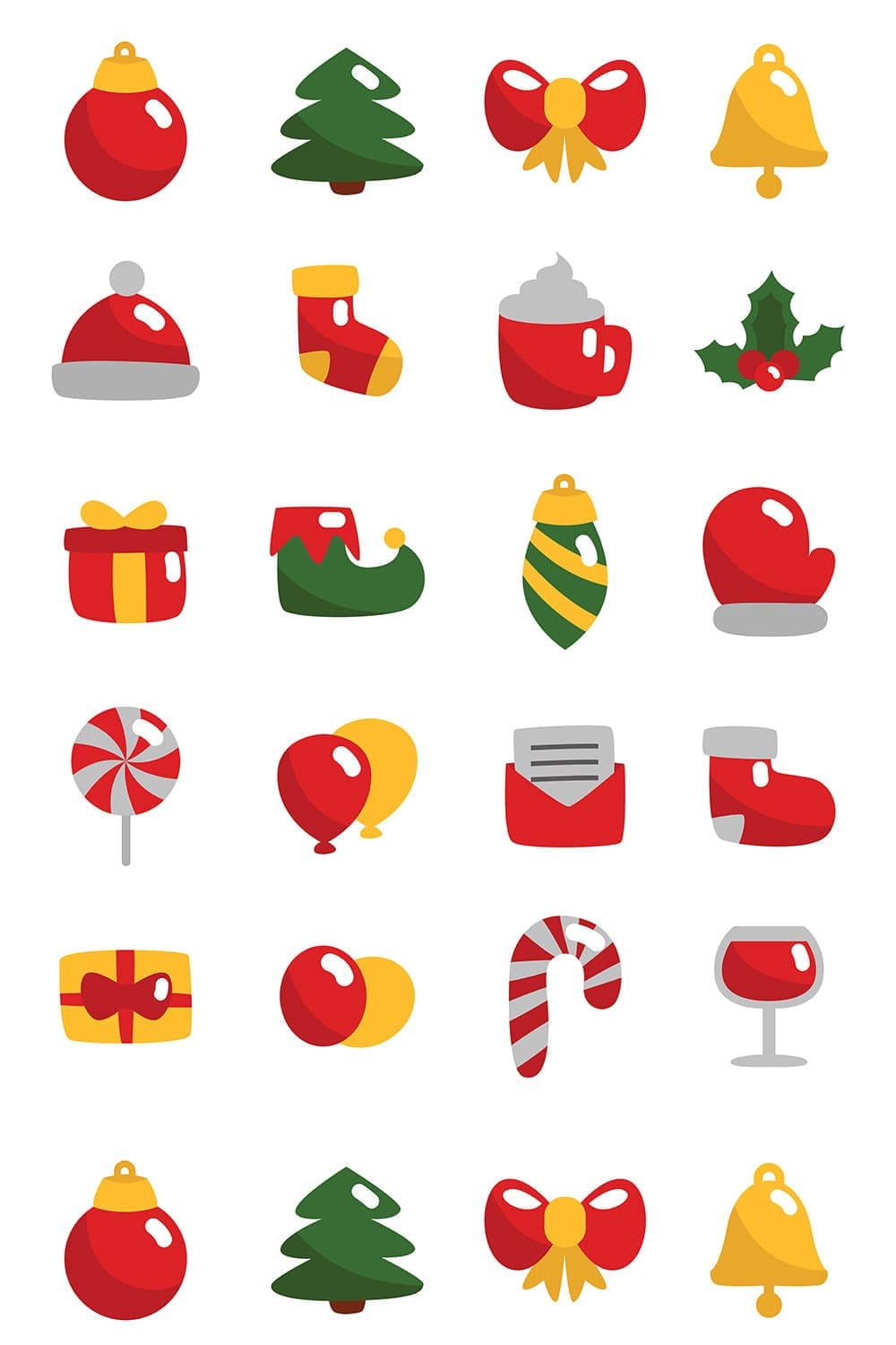 20 christmas icons set, picture for pinterest.