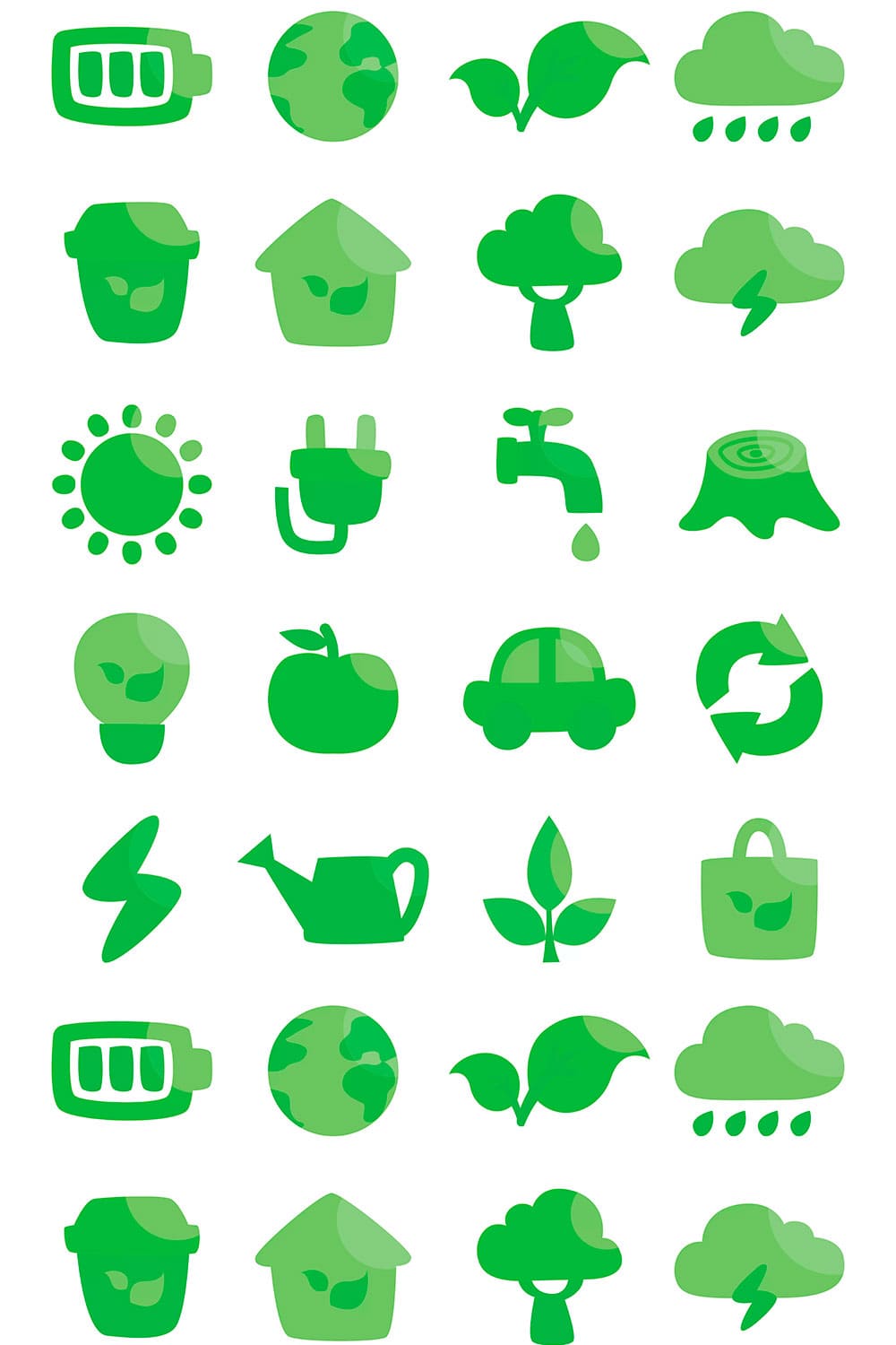 20 ecology icons set, picture for pinterest.