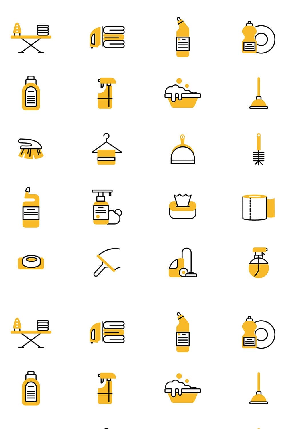 20 minimal style cleaning illustrations, picture for pinterest.