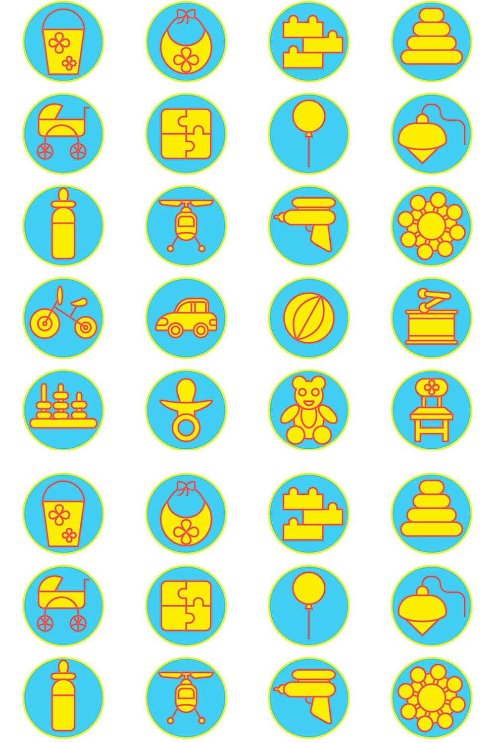 20 rounded babies icons set, picture for pinterest.